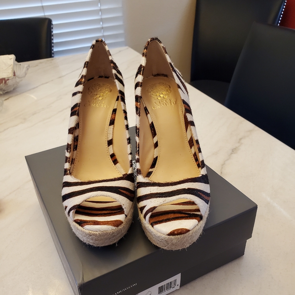 Vince Camuto Zebra Cowhair Wedge Shoe